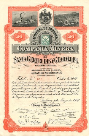 Compania Minera De Santa Gertrudis Y Guadalupe - Bond